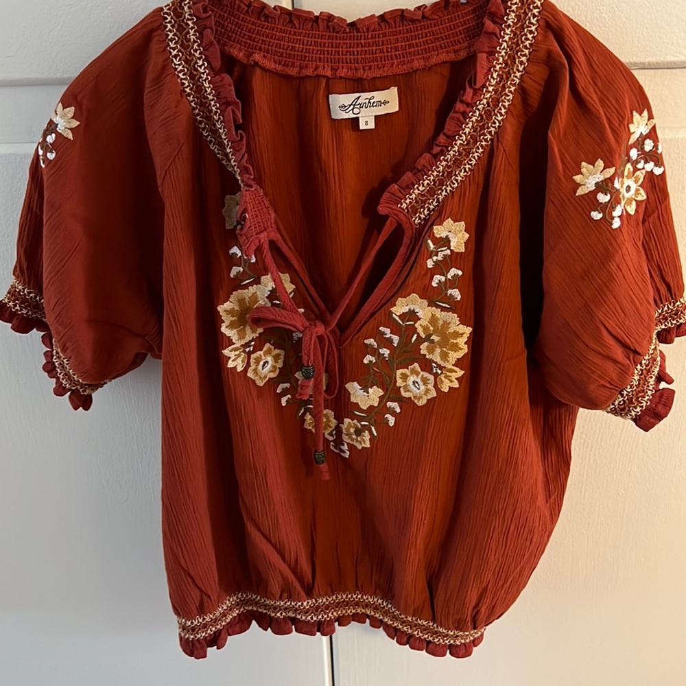 Arnhem Embroidered Puff Sleeve Blouse